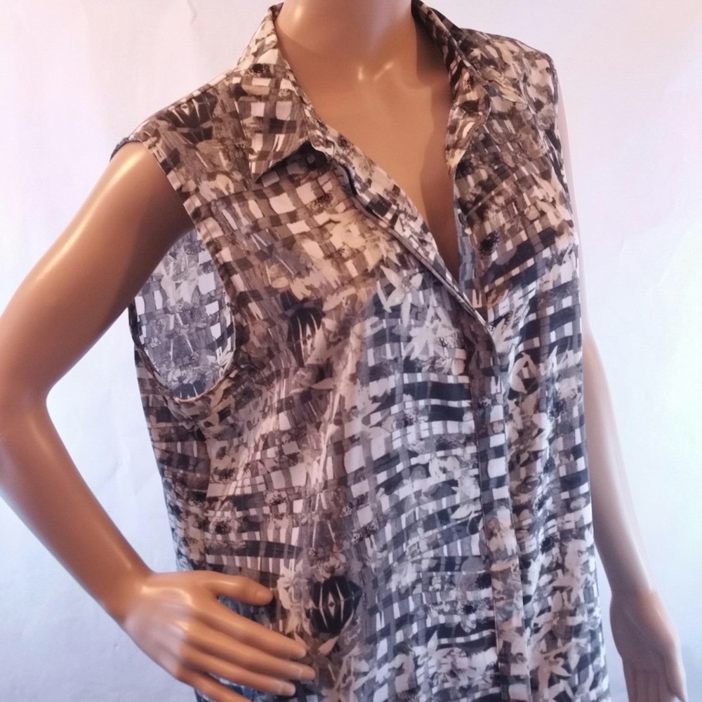 Apt 9 black & white sleeveless blouse elegant XL
